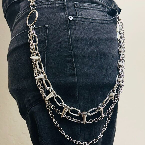 Grunge Punk 1pc Multi-Layer Alloy Stud Decor Waist Chain belt - Picture 1 of 2